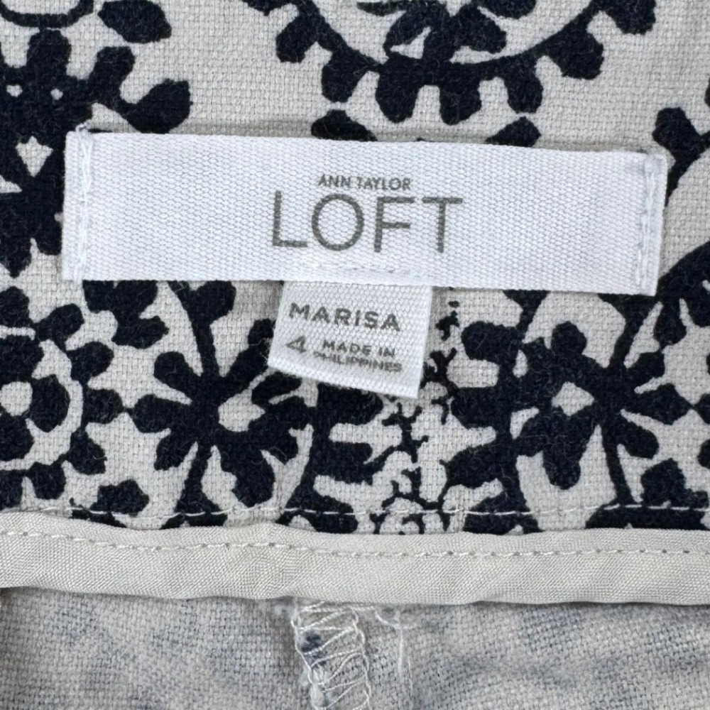 Ann Taylor LOFT Marisa Riviera Pants Womens 4 Black White Medallion Cropped 4 - Picture 2 of 11